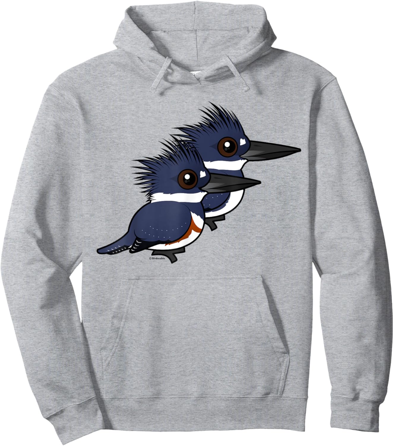 Cute Cartoon Belted Kingfisher Pair Birdorable Hoodie - Hoodie | Ash