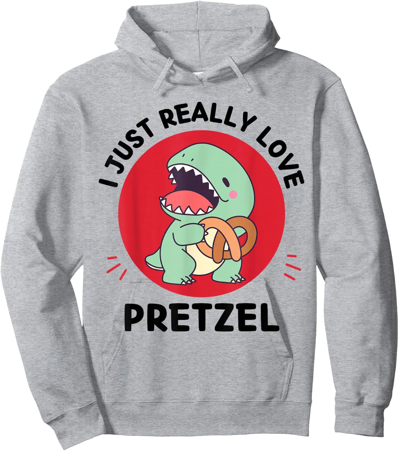 Kawaii Dinosaur I Just Really Love Pretzel Food Lover Hoodie - Hoodie | Ash