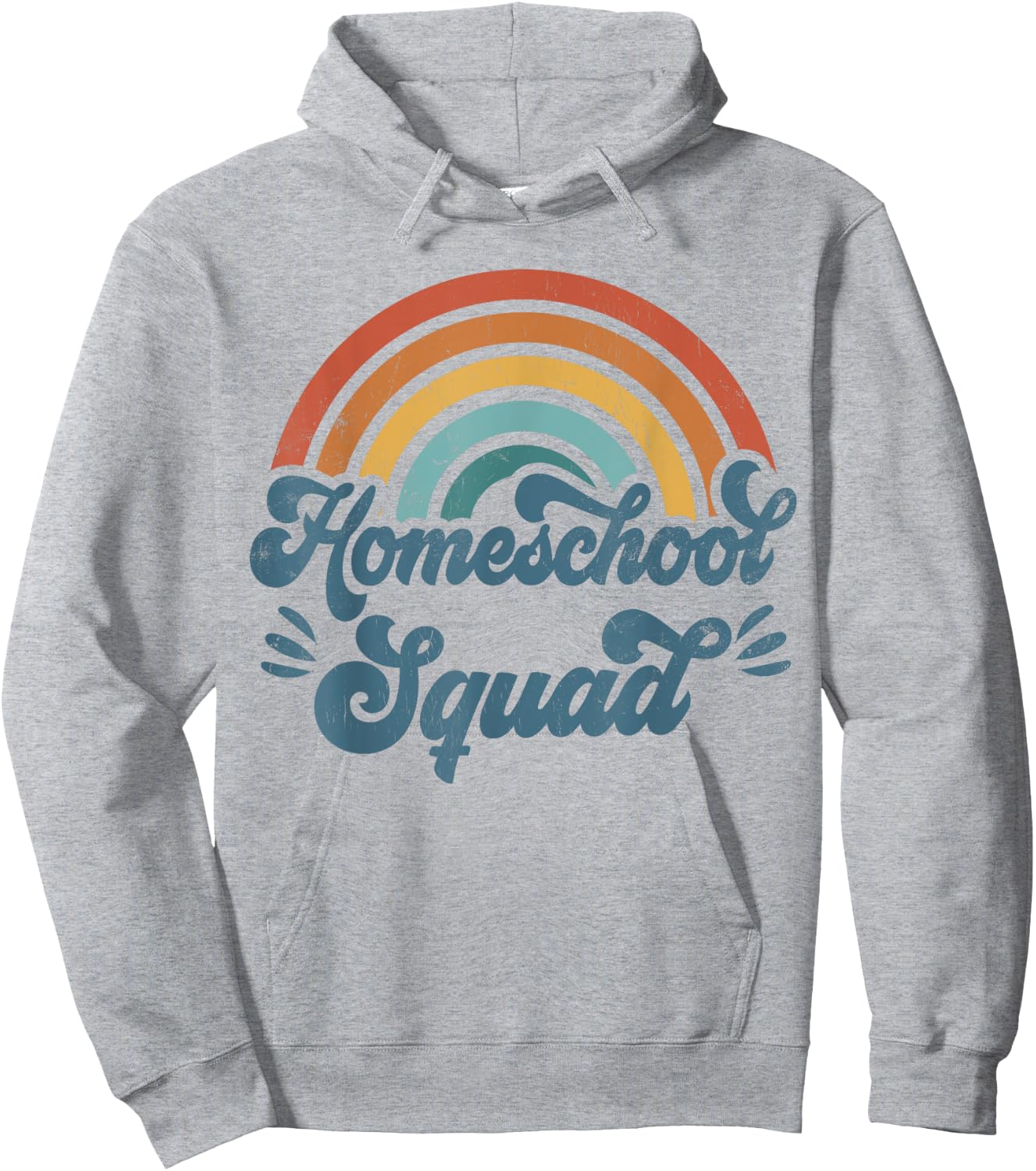 Funny Matching Homeschool Mom Retro Groovy Homeschool Squad Hoodie - Hoodie | Ash