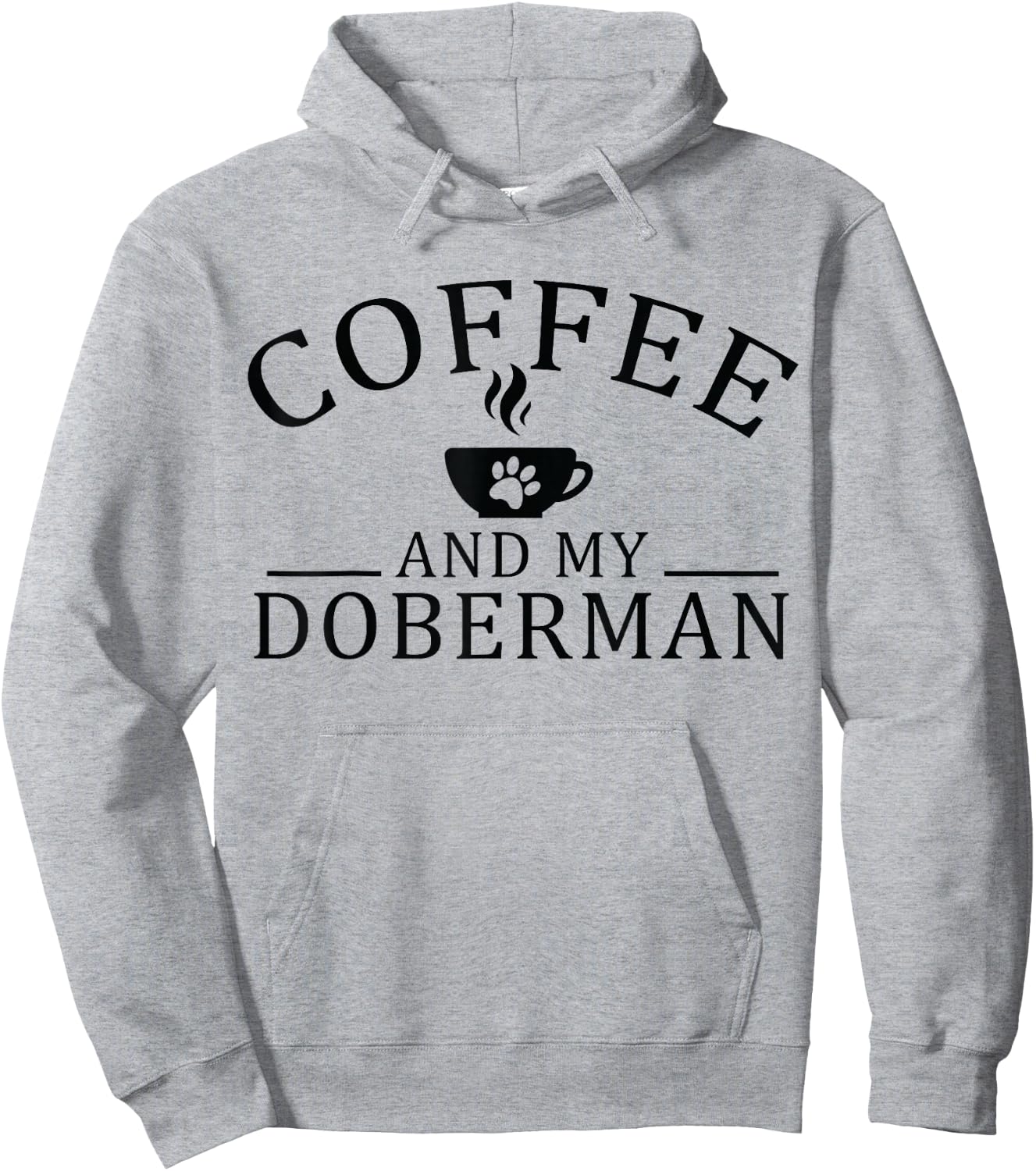 Doberman Pinscher Dog And Coffee Hoodie - Hoodie | Ash