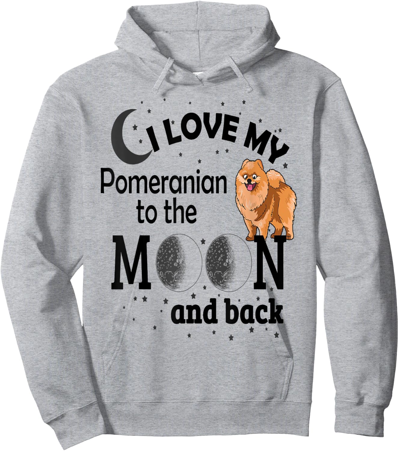 I Love My Pomeranian To The Moon And Back Hoodie - Hoodie | Ash