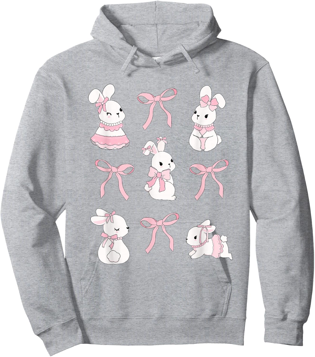 Cute Coquette Easter Bunny Pink Bows Aesthetic Girly Hoodie - Hoodie | Ash