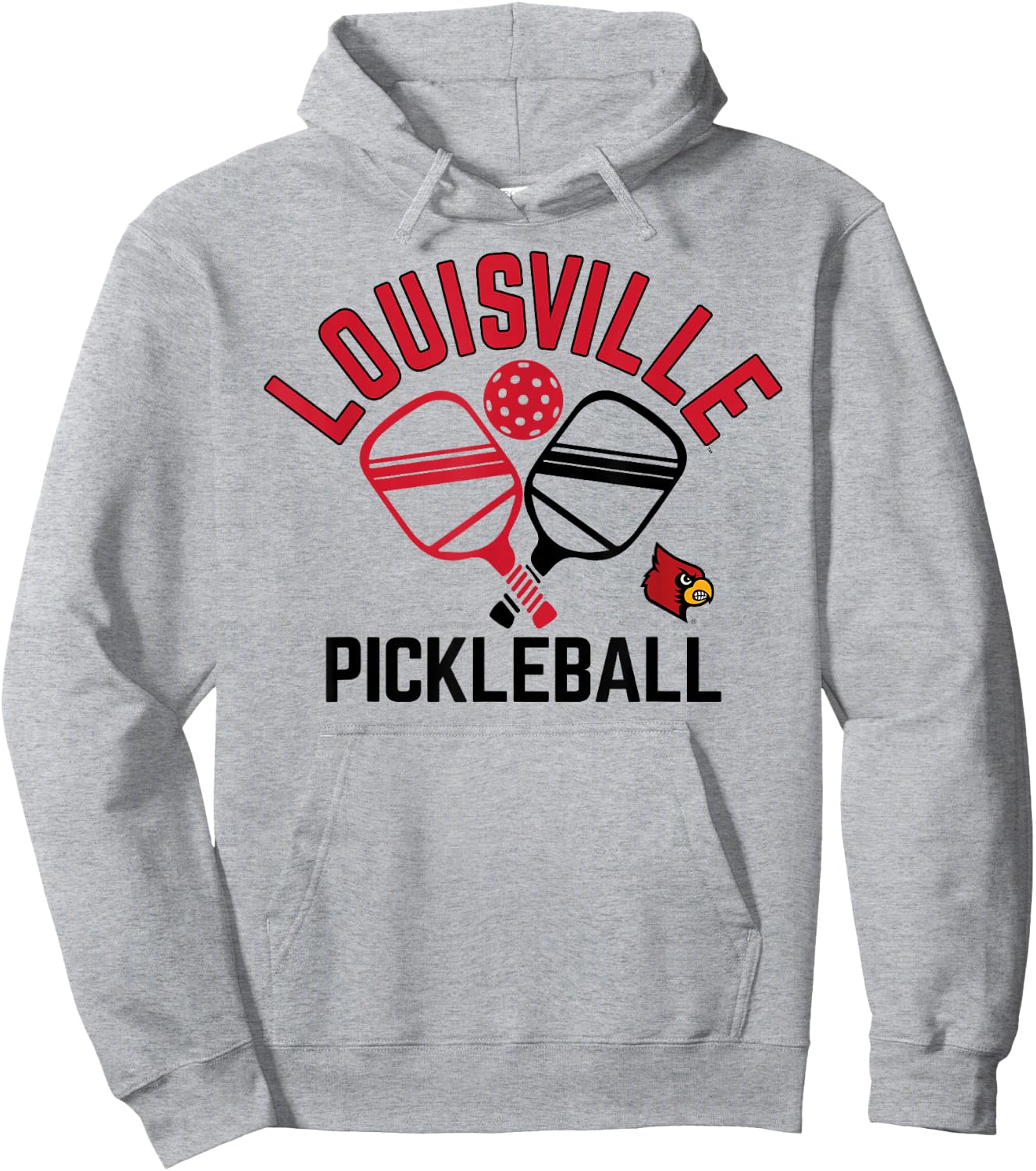 Louisville Cardinals Pickleball Gray Officially Licensed Hoodie - Hoodie | Ash