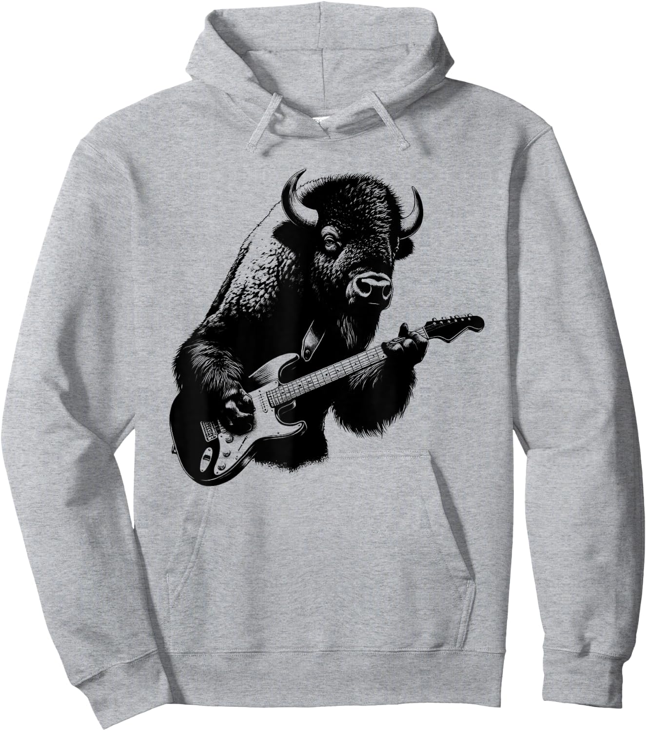 Bison Playing Electric Guitar Rock Star Guitarist Hoodie - Hoodie | Ash