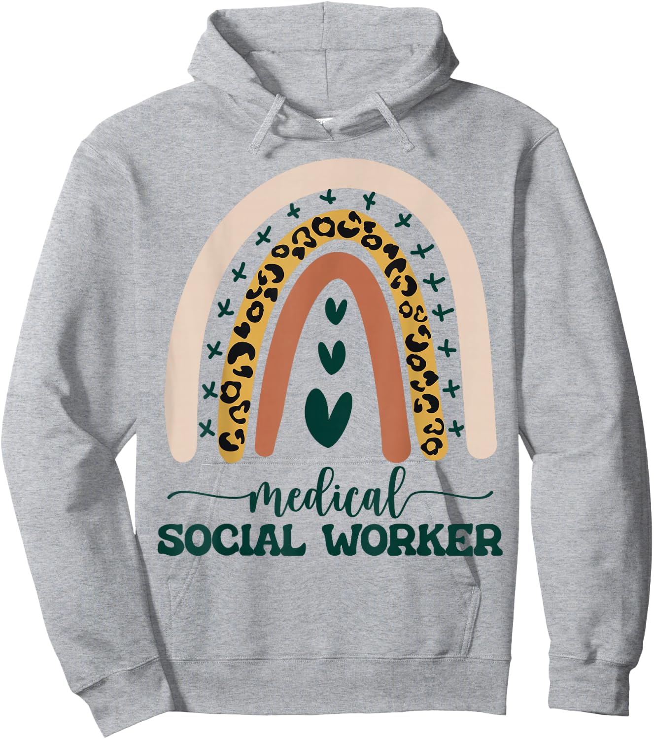 Medical Social Worker LCSW Therapist Boho Rainbow Leopard Hoodie - Hoodie | Ash