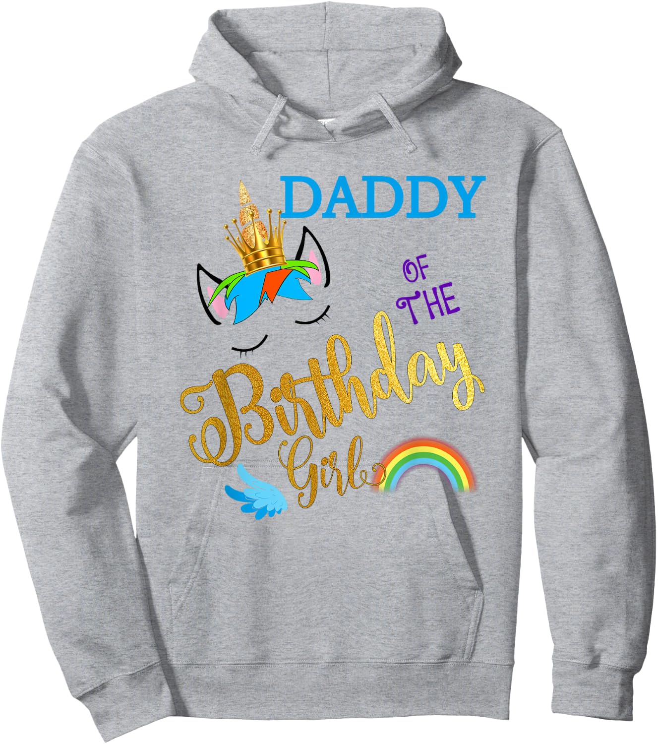 Daddy of The Birthday for Girl Father Unicorn First Birthday Hoodie - Hoodie | Ash