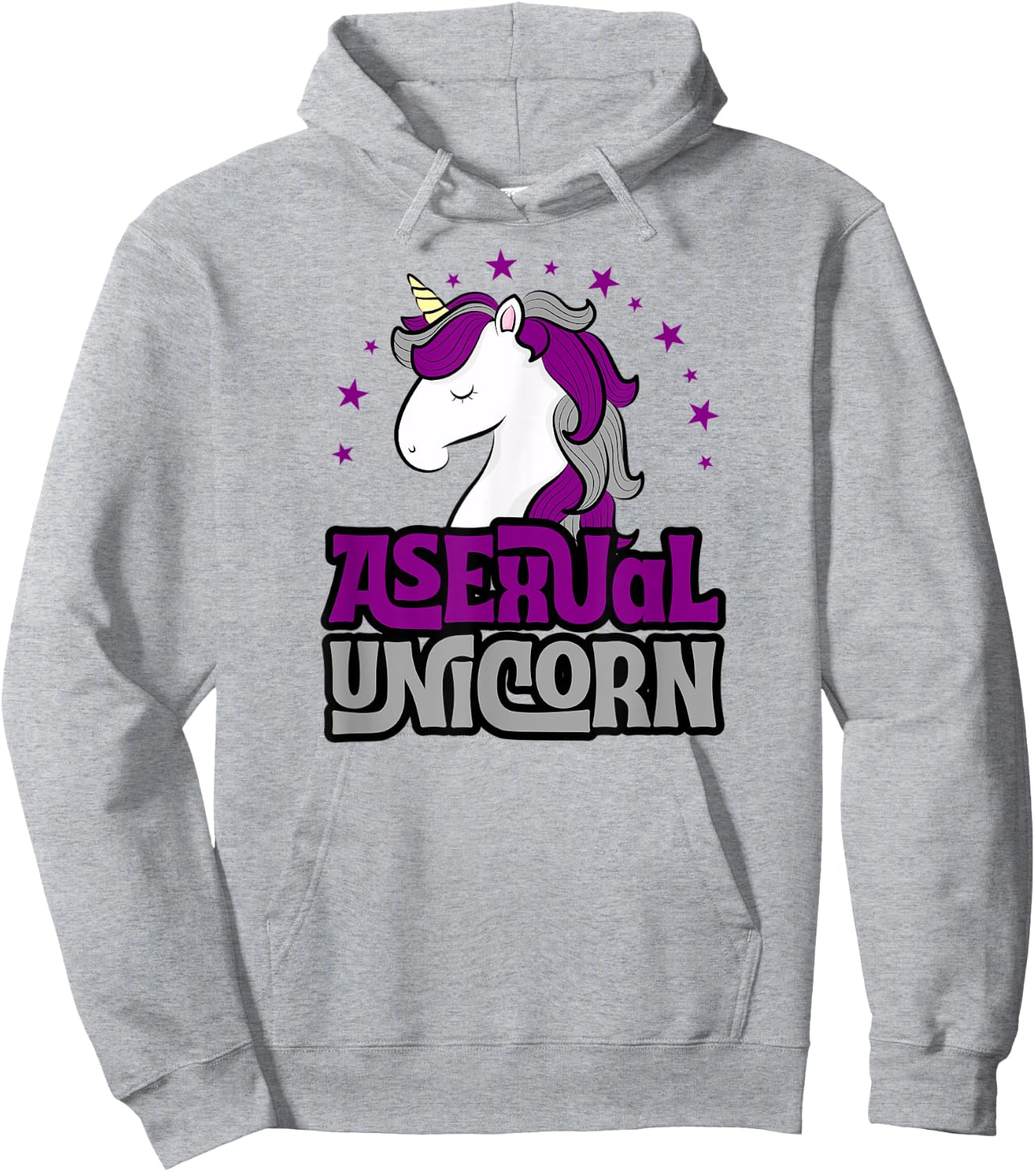 Asexual Unicorn Cute Girly Magical Ace Pride Flag Stuff Art Hoodie - Hoodie | Ash