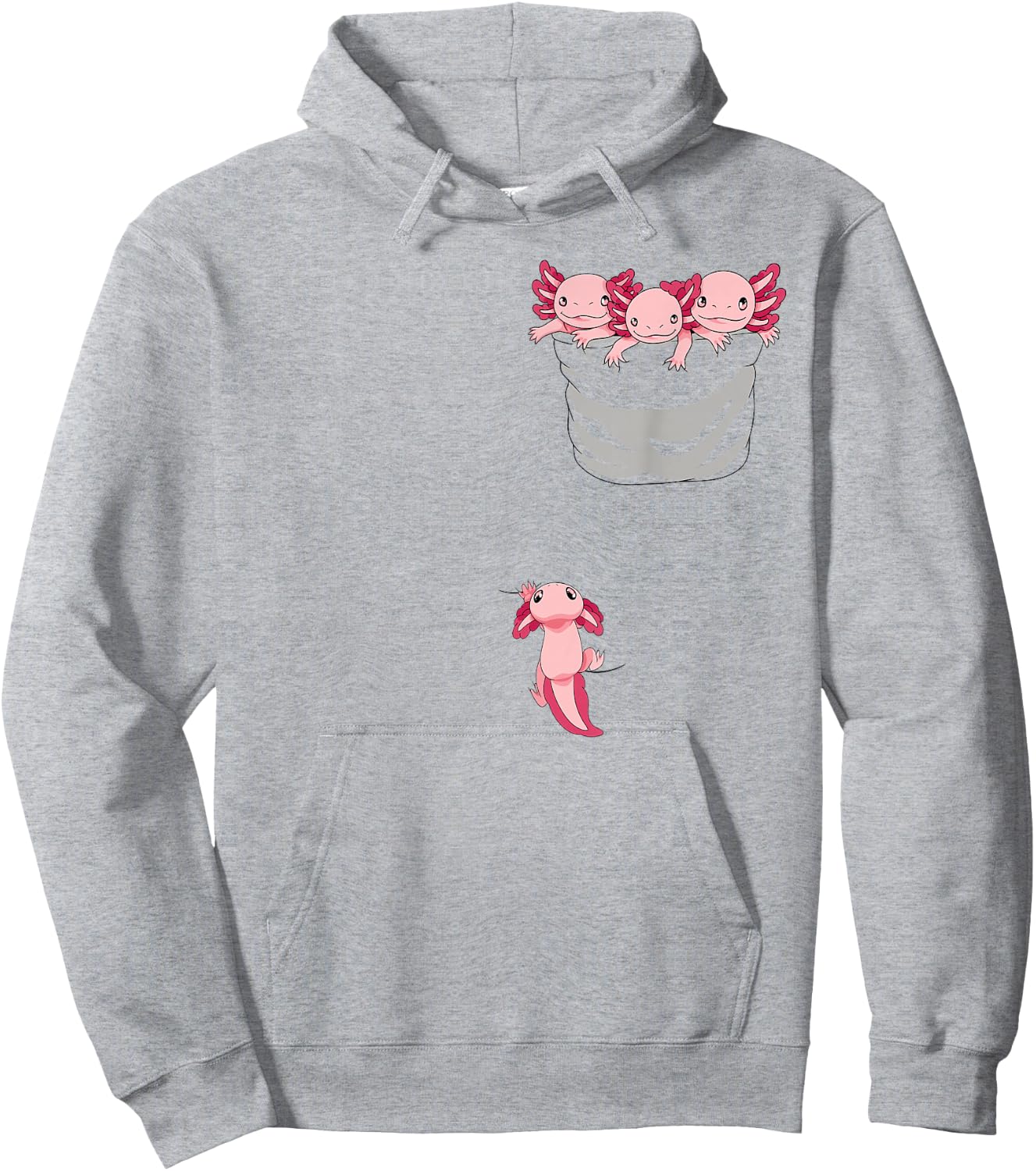 Axolotl Shirts for Girls Women Kid Axolotl Playing in Pocket Hoodie - Hoodie | Ash