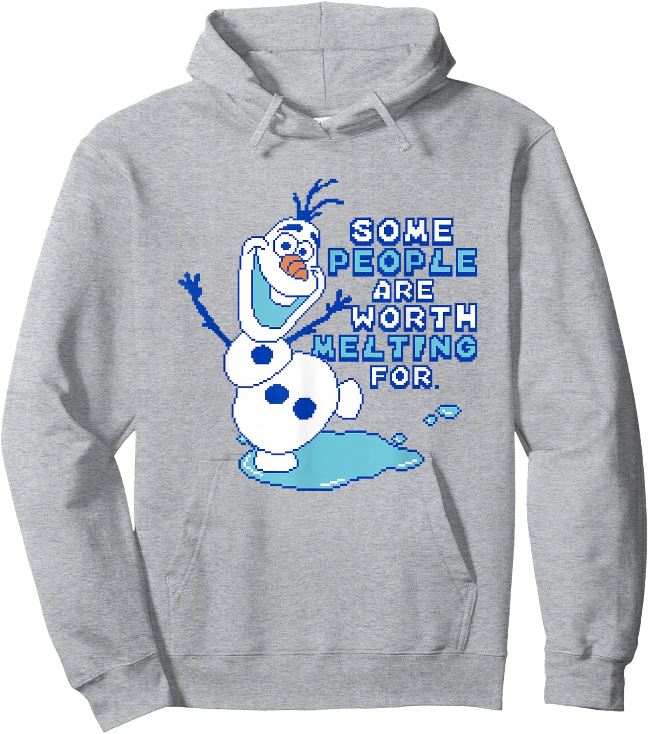 Disney Frozen Some People Are Worth Melting For Pixel Olaf Hoodie - Hoodie | Ash