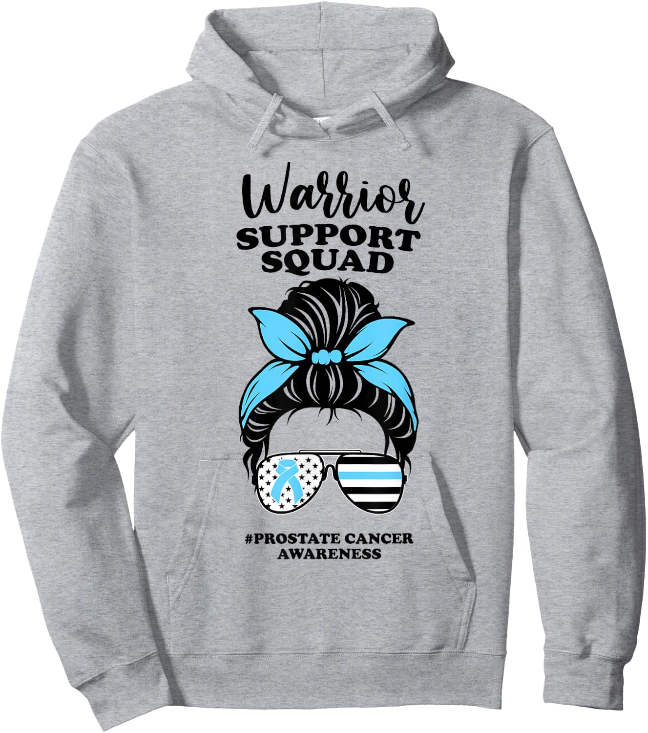 Prostate Cancer Awareness Ribbon Messy Bun Support Squad Hoodie - Hoodie | Ash