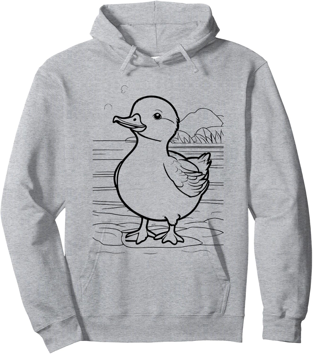 Duck by the lake for children to colour with textile pens DIY Hoodie - Hoodie | Ash