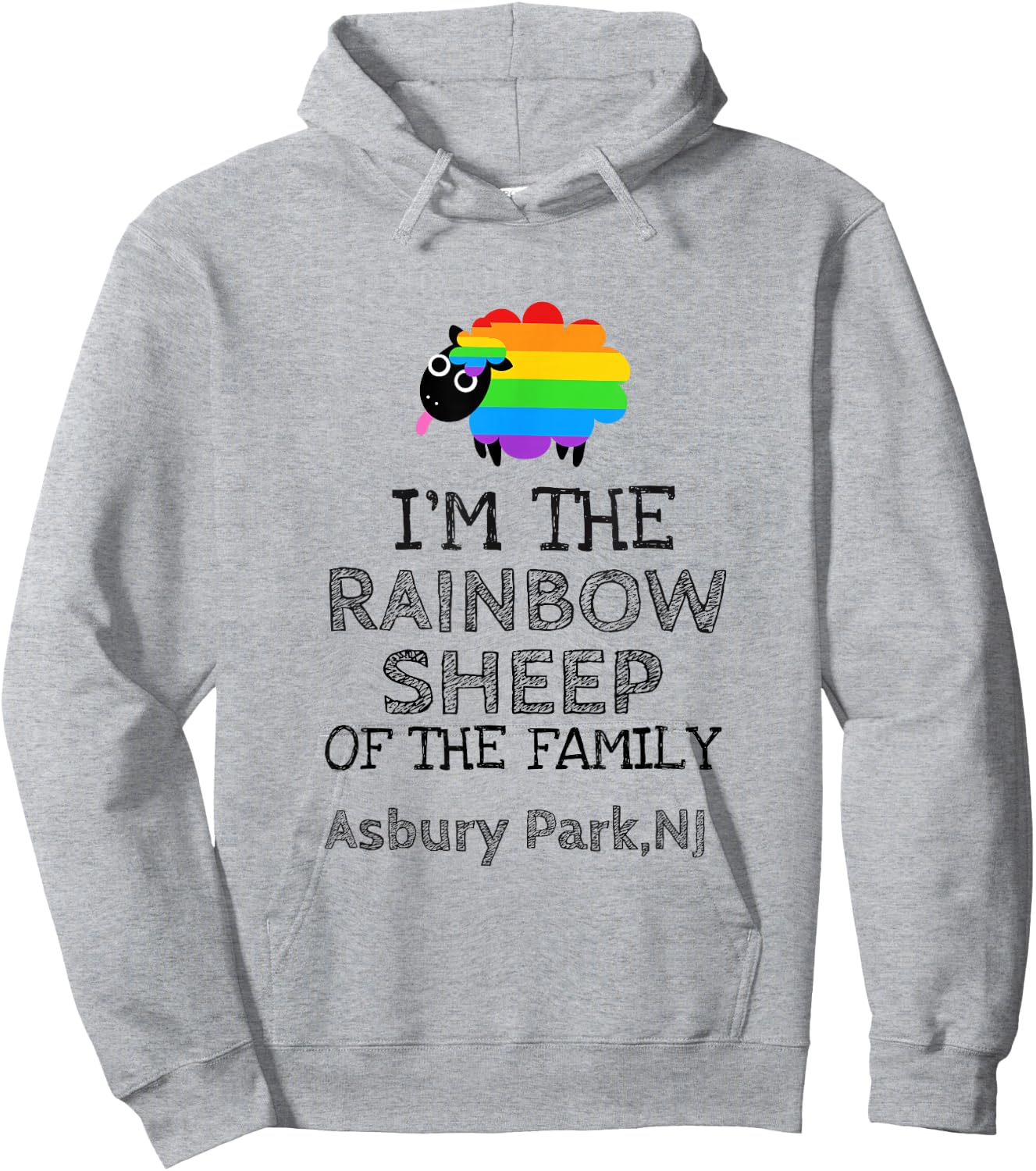 Gay By Birth Proud by Choice Asbury Park NJ Rainbow Sheep Hoodie - Hoodie | Ash
