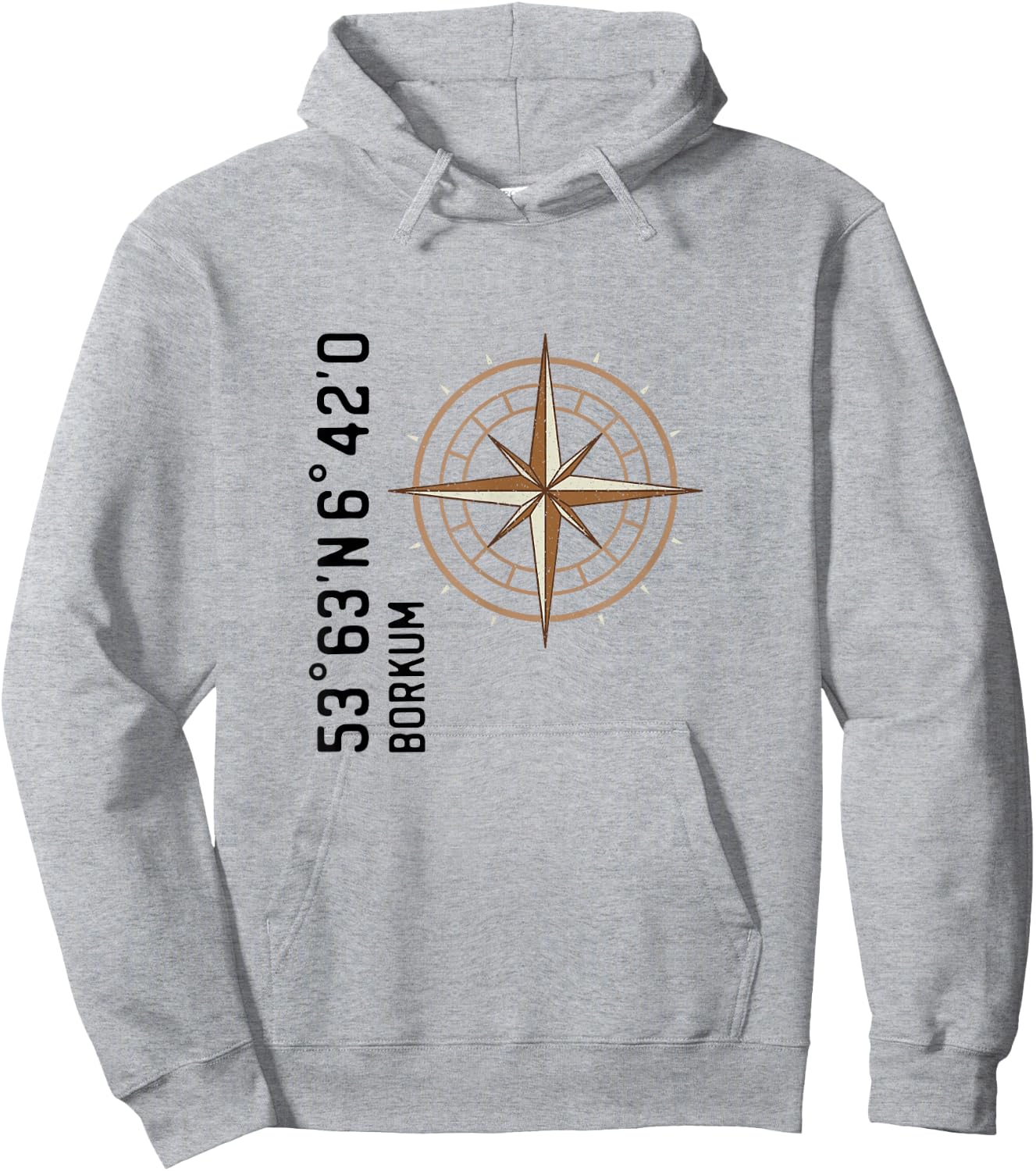 Borkum Koordinaten Design Kompass für einen Urlauber, Borkum Hoodie - Hoodie | Ash