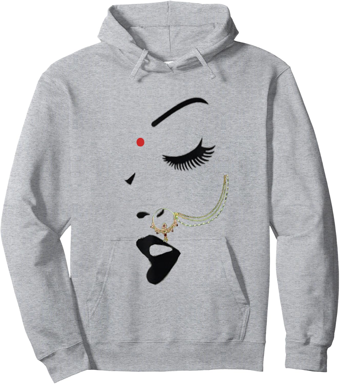 Indian desi Girl Nose Ring Bollywood Style Women Empowerment Hoodie - Hoodie | Ash