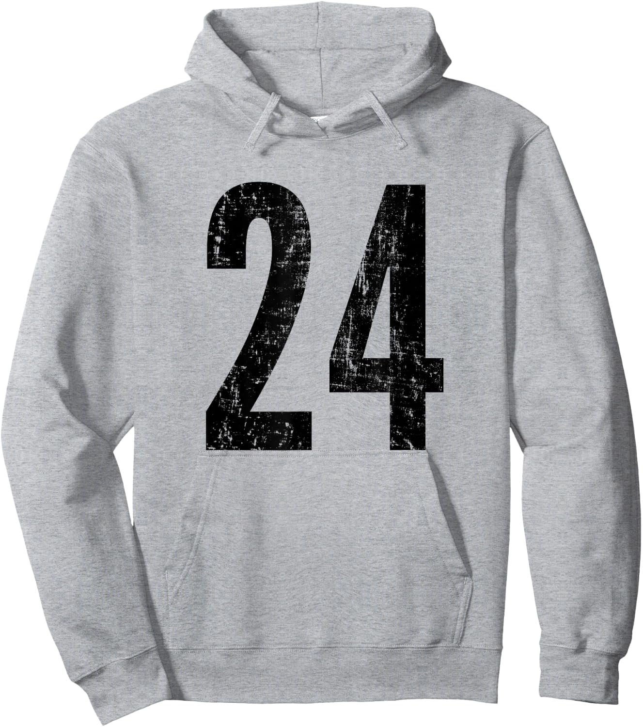 Number 24 Distressed Vintage Twenty Four Sports Practice Hoodie - Hoodie | Ash