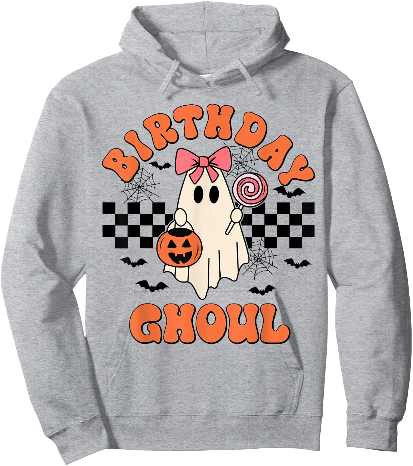 Birthday Ghoul Spooky Season Groovy Halloween Girls Kids Hoodie - Hoodie | Ash