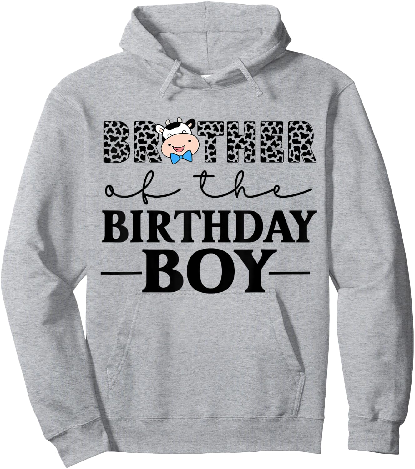 Brother of The Birthday Boy Farm Cow Themed Family Matching Hoodie - Hoodie | Ash