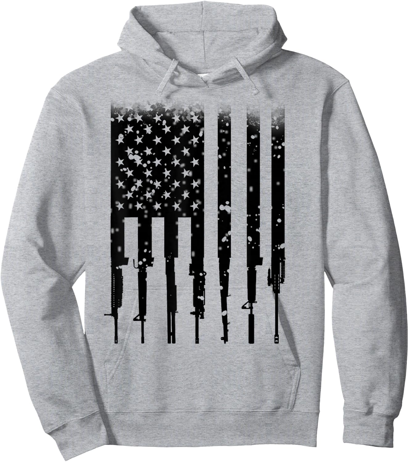 Home of the Brave Bullet Riddled American Rifle Flag - Men's Grey Small Classic Fit Short Sleeve Hoodie - Hoodie | Ash