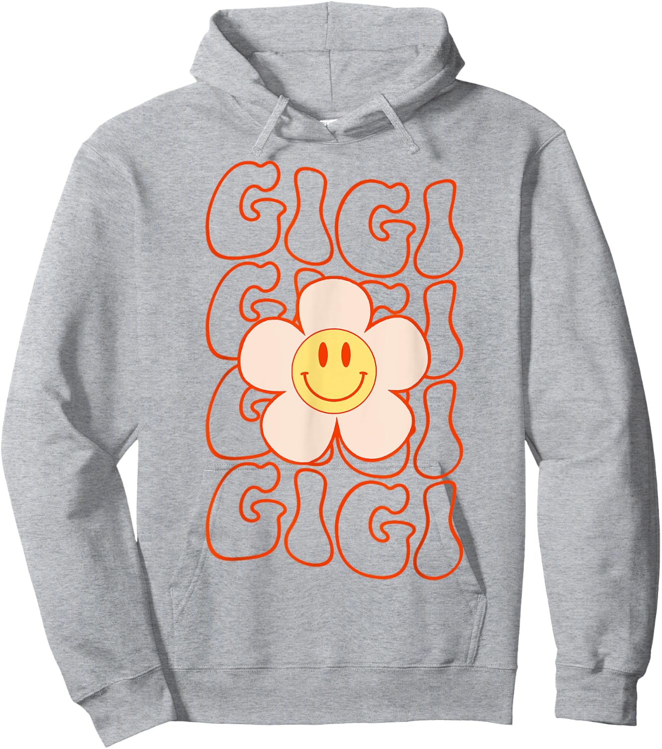 Retro Groovy Gigi Happy Face Smile Cute Daisy Flower Grandma Hoodie - Hoodie | Ash
