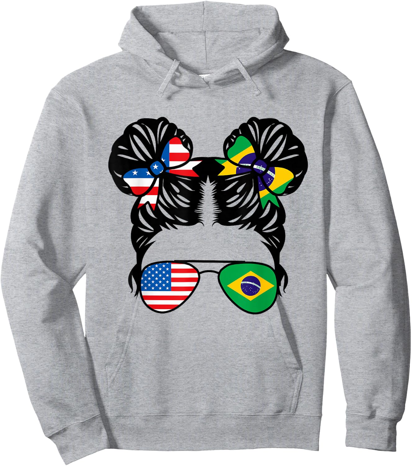 Half American Half Brazilian Girl USA Brazil Flag Patriot Small Hoodie - Hoodie | Ash