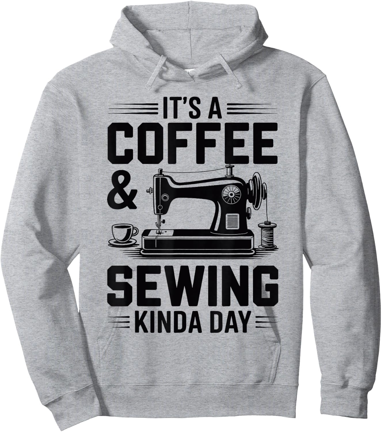 Coffee and Sewing Machine Funny Sewer Quilter Seamstress Hoodie - Hoodie | Ash
