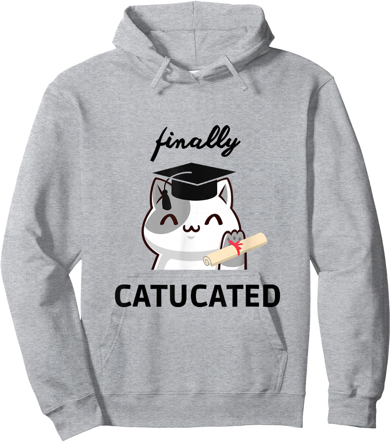 Catucated süße Kawaii Katze Bachelor Hut Studium Abschluss Hoodie - Hoodie | Ash