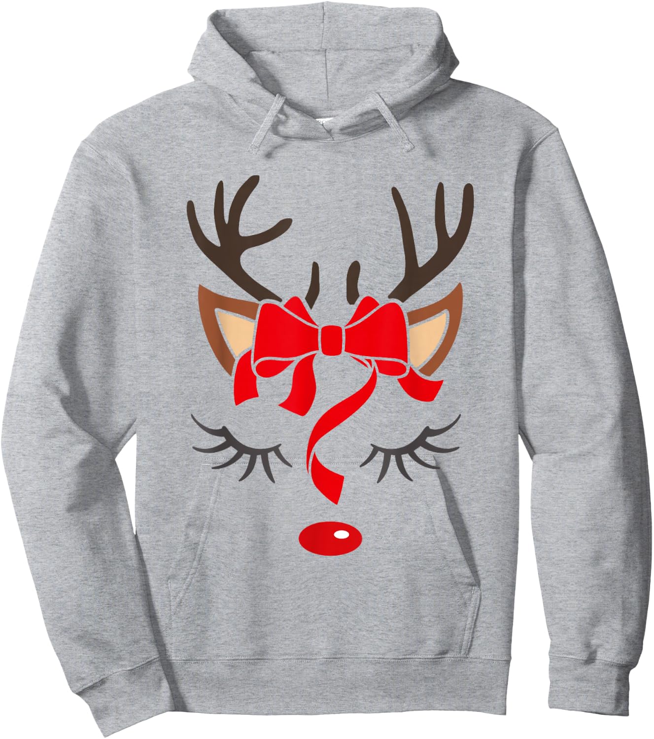 Reindeer Antlers Christmas Outfit Women Girls Kids Xmas Hoodie - Hoodie | Ash