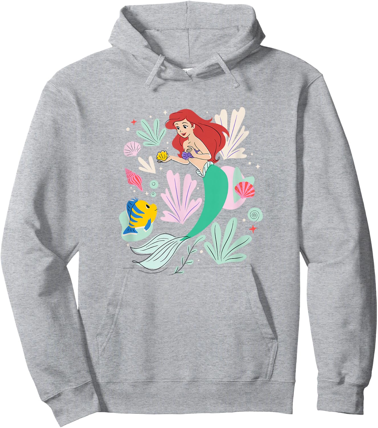 Disney The Little Mermaid Ariel & Flounder Undersea Sketch Hoodie - Hoodie | Ash