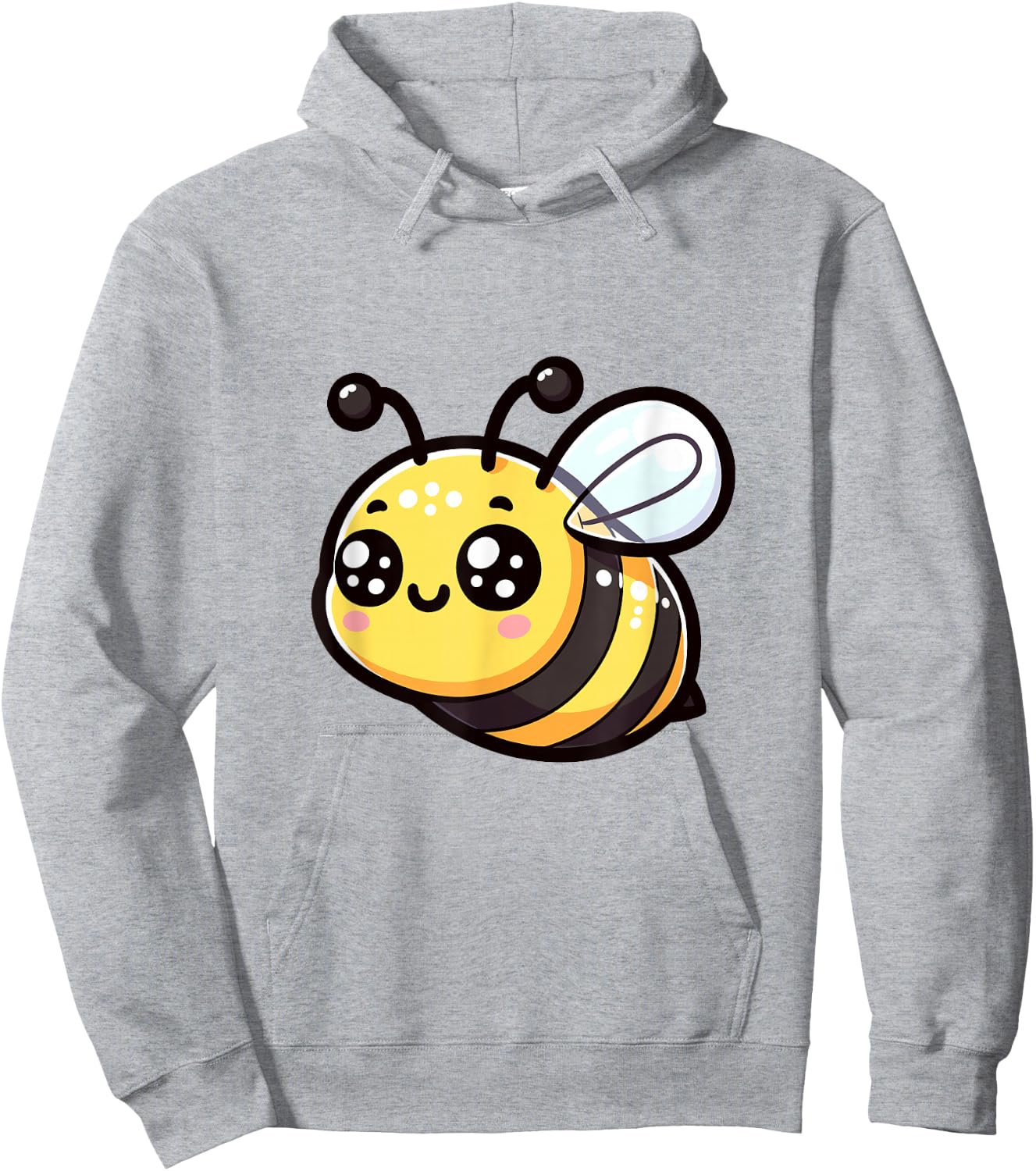 Joyful Cartoon Bee Cute Adorable Yellow Black Hoodie - Hoodie | Ash