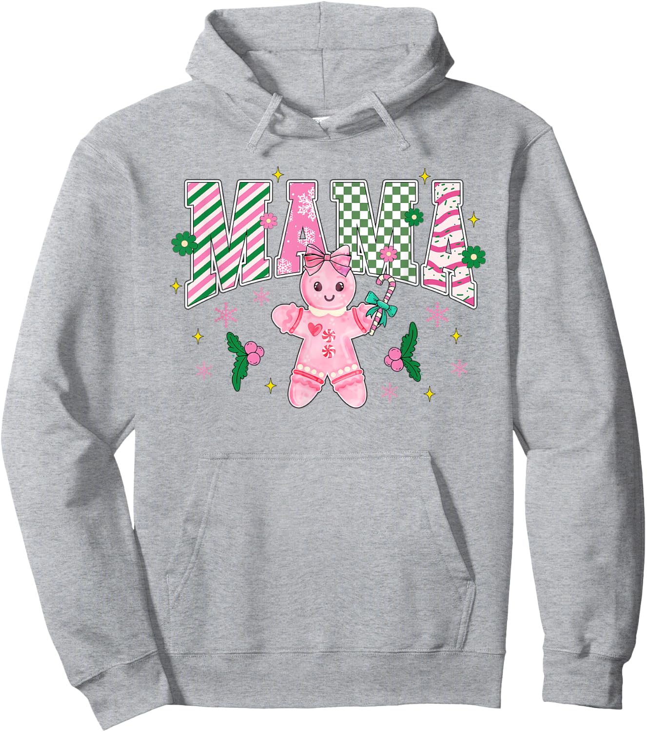 Women Girly Pink Christmas Mama Gingerbread Coquette Hoodie - Hoodie | Ash