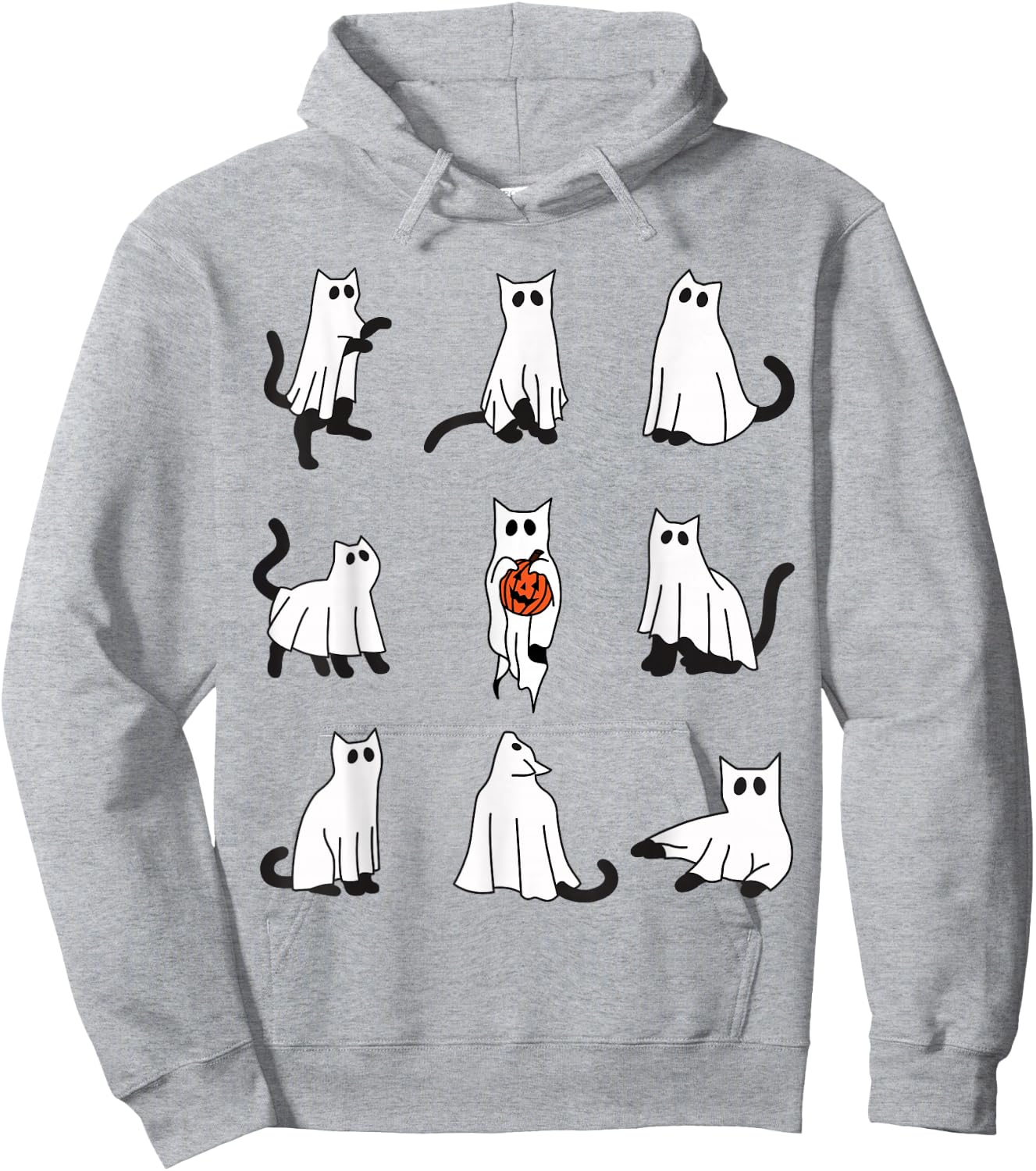 Cute Ghost Cat Funny Halloween Cat Design ghost cat Women Kids Hoodie - Hoodie | Ash