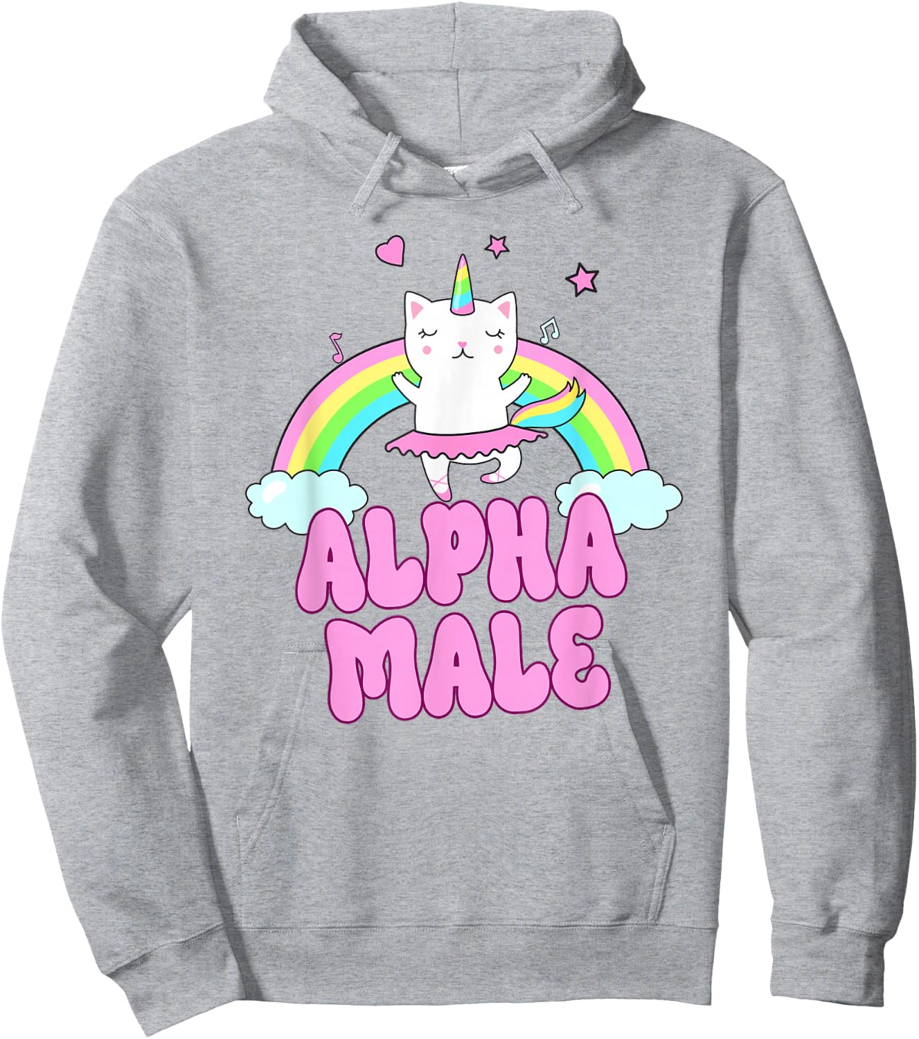 Alpha Male Unicorn Ironic Pink Funny Sarkastic Y2K Meme Hoodie - Hoodie | Ash