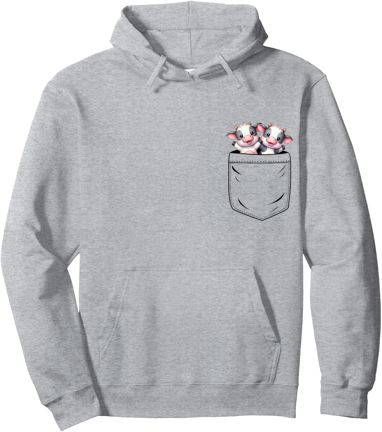 Cow Lovers Cute Funny Cow In Pocket Hoodie - Hoodie | Ash