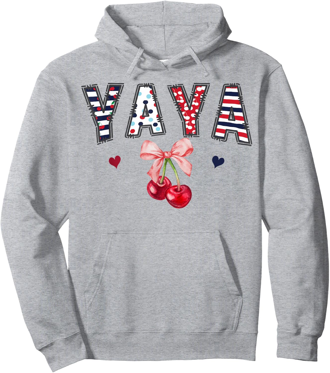 Yaya Pink Coquette Bow Cherry Birthday Girl Matching Hoodie - Hoodie | Ash