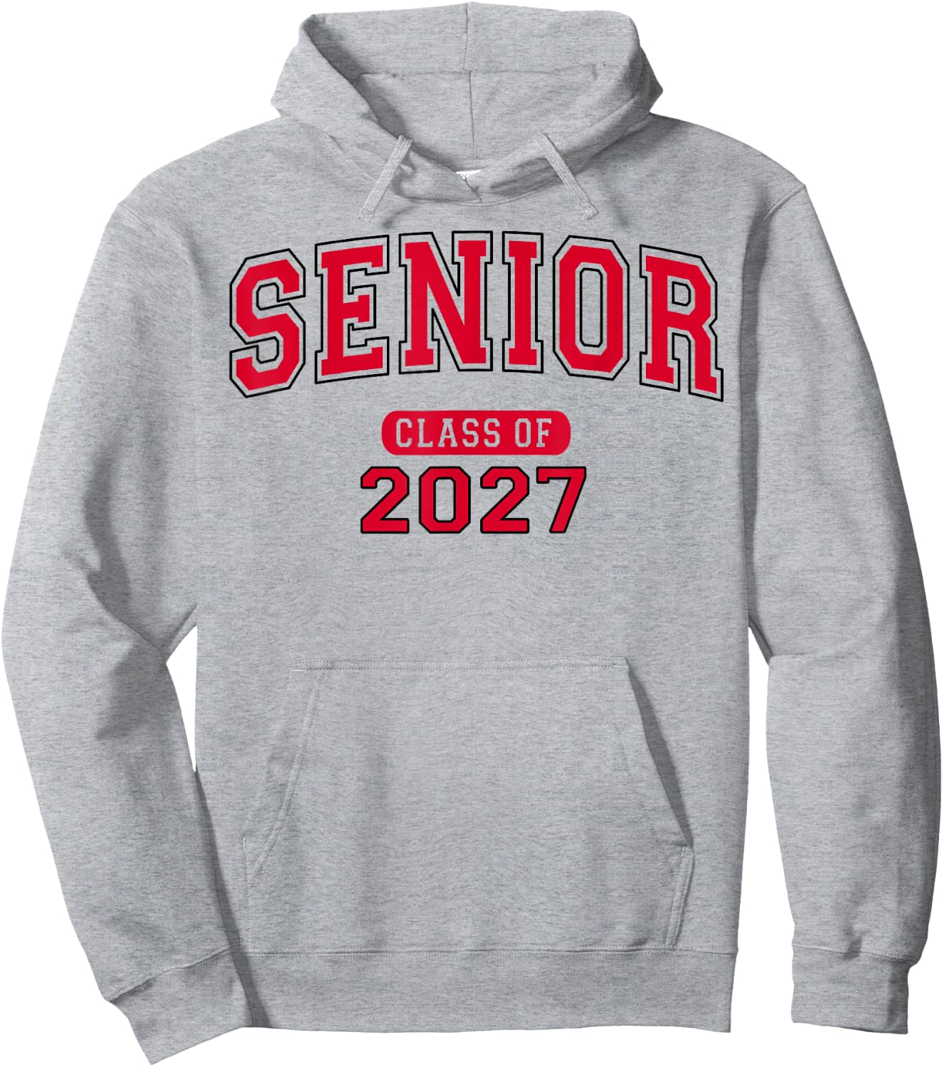 Senior Class of 2027 Graduation Varsity Red Black Letters Hoodie - Hoodie | Ash