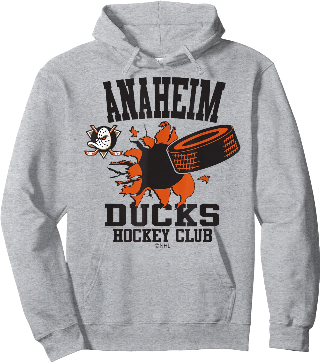 Anaheim Ducks Hockey Puck Burst Officially Licensed Hoodie - Hoodie | Ash