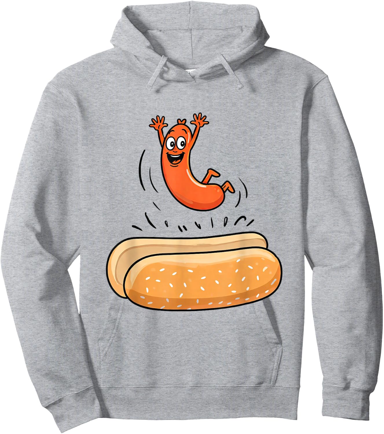 Funny Hotdog Jumping Into Bun Summer BBQ Sausage High-Dive Hoodie - Hoodie | Ash