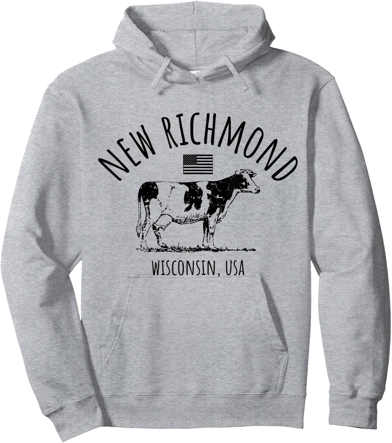 New Richmond Wisconsin USA Retro Cow Vintage Style Design Hoodie - Hoodie | Ash