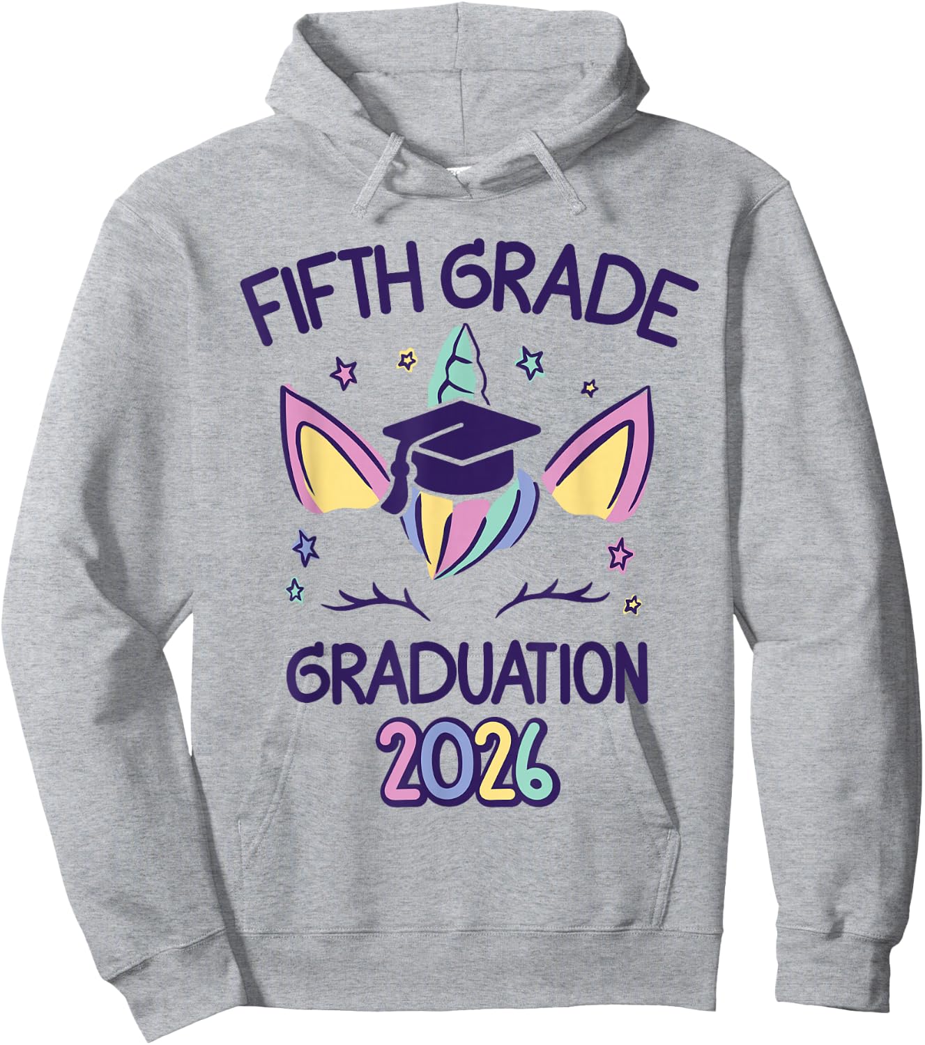 5th Grade Graduation Unicorn Fifth Grade Grad Girl 2026 Hoodie - Hoodie | Ash