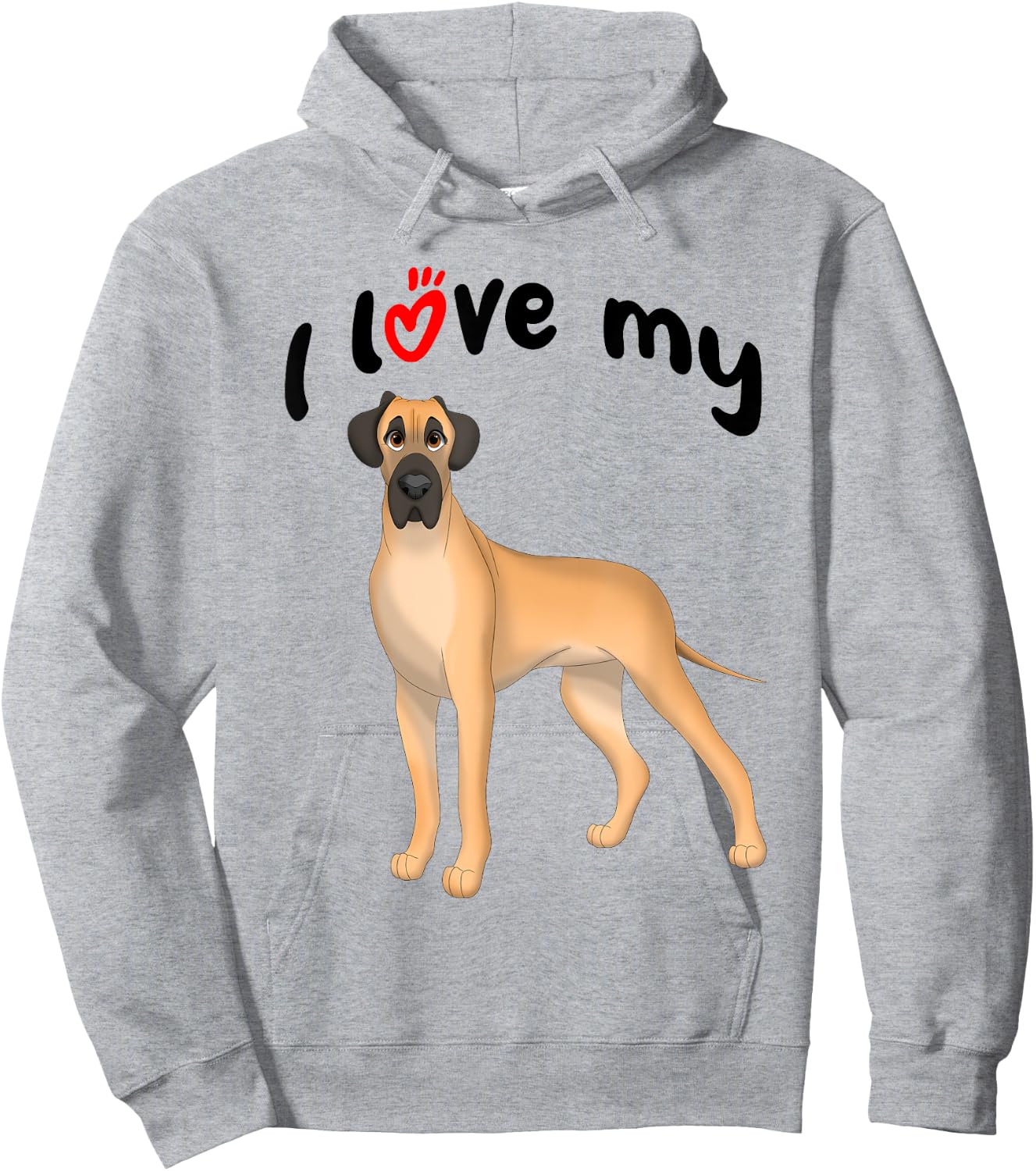 I Love My Fawn Great Dane Dog Hoodie - Hoodie | Ash
