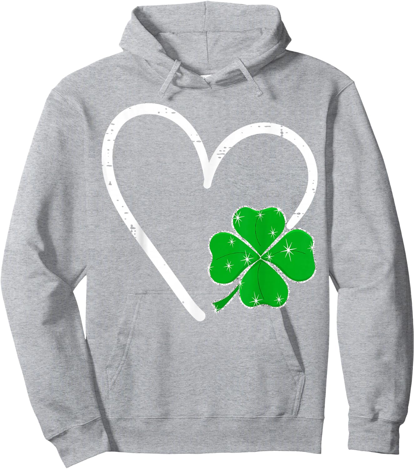 Irish Shamrock Heart Happy St Patrick's Day Go Lucky Charm Hoodie - Hoodie | Ash