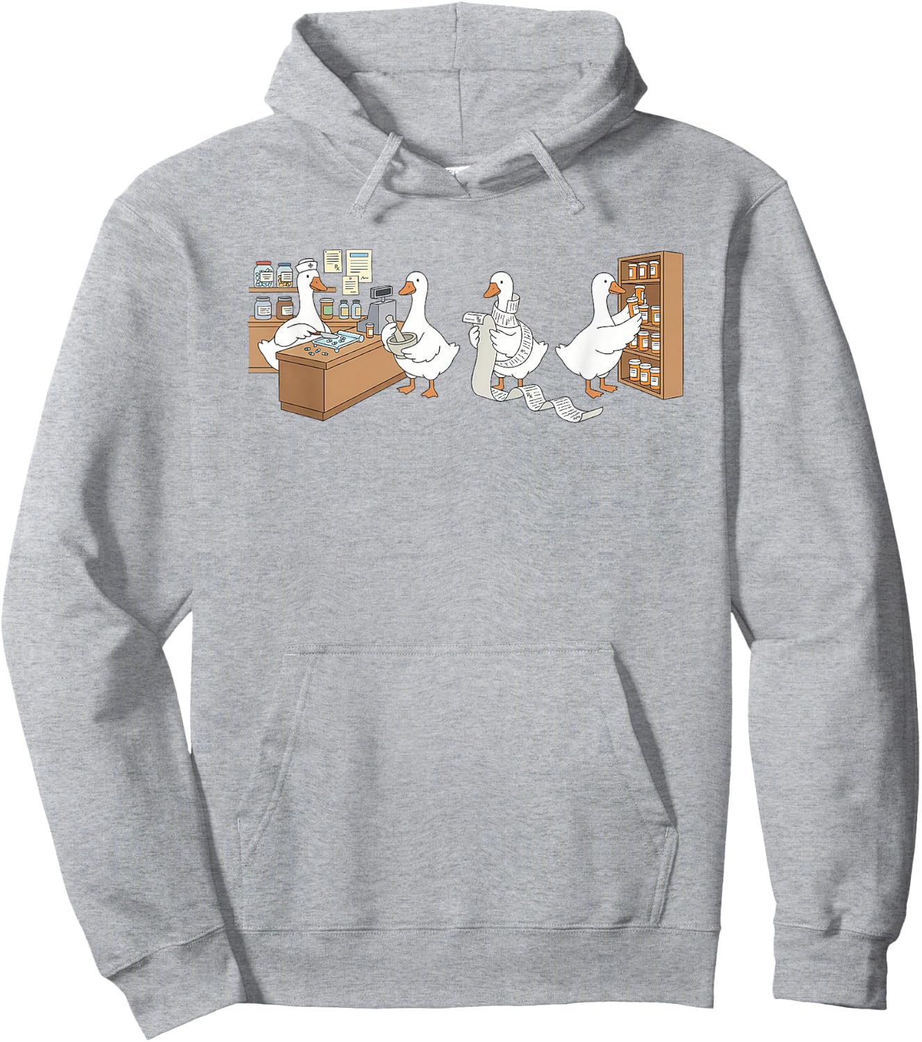 Women Funny Goose Pharmacy Pharmacist Animal Lover Hoodie - Hoodie | Ash