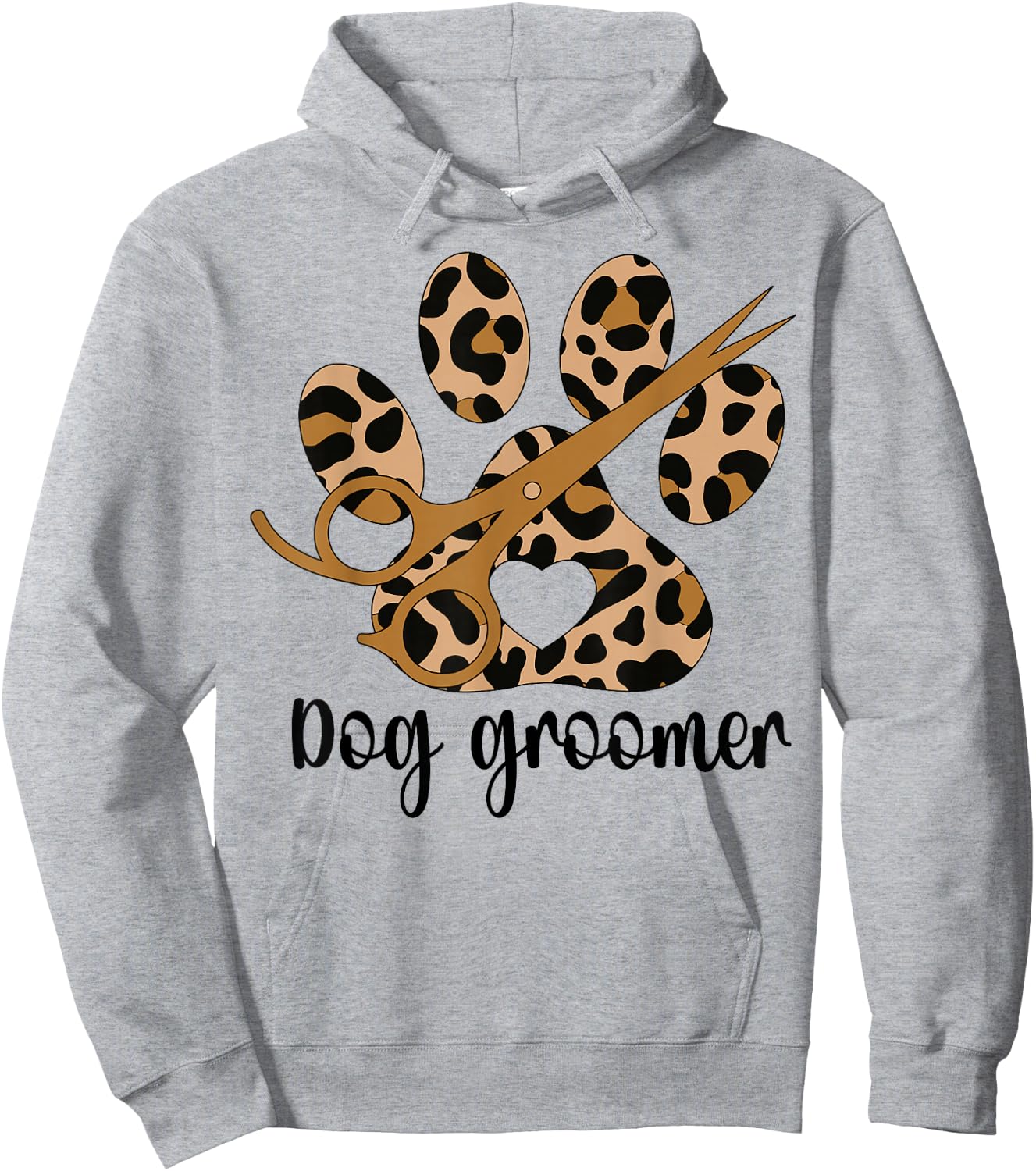 Dog Groomer Leopard Dog Grooming Hoodie - Hoodie | Ash