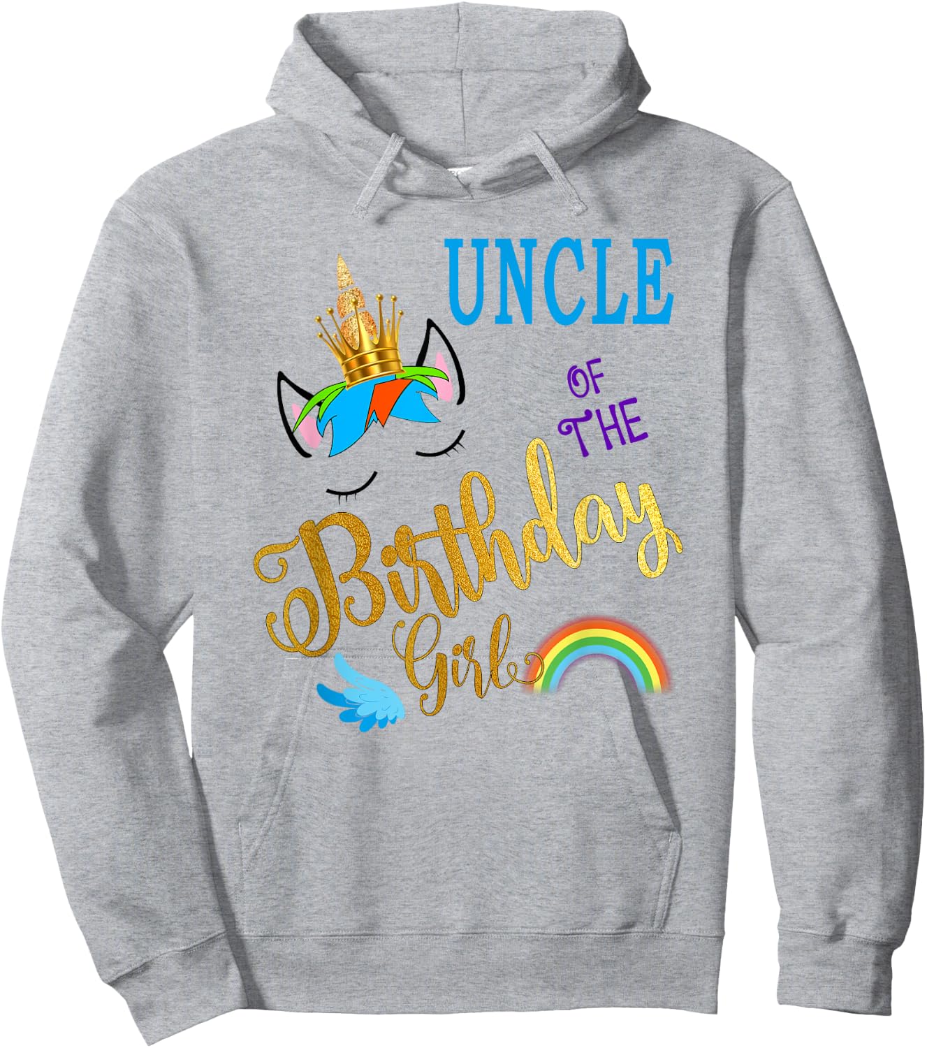 Uncle of The Birthday for Girl Uncle Unicorn First Birthday Hoodie - Hoodie | Ash