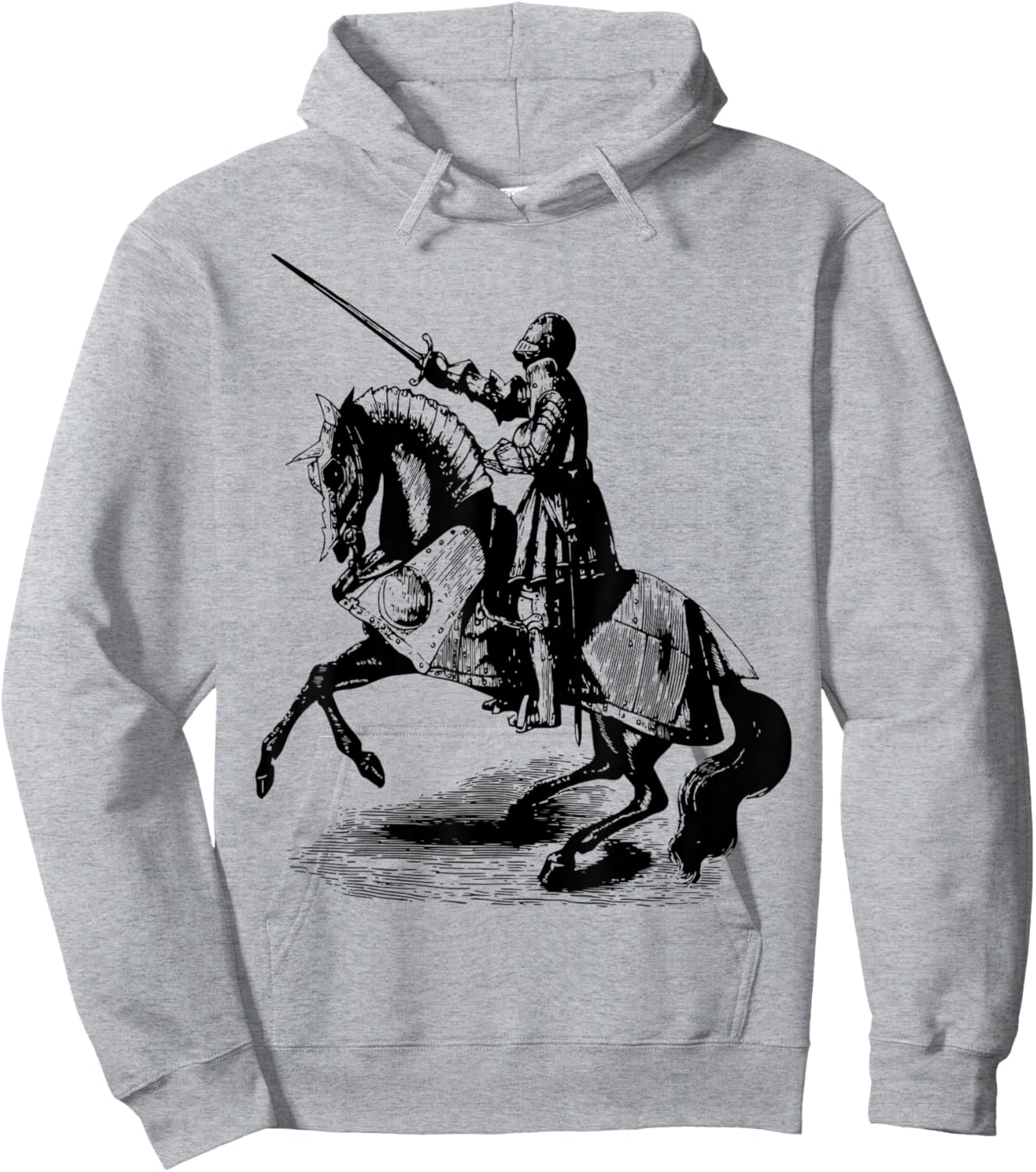 Knight In Suit of Armor Horse Sword Helmet Medieval Hoodie - Hoodie | Ash