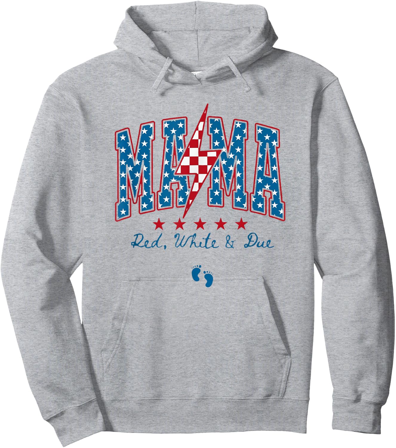 Funny American Mama 4th Of July Pregnancy Red White And Due Hoodie - Hoodie | Ash