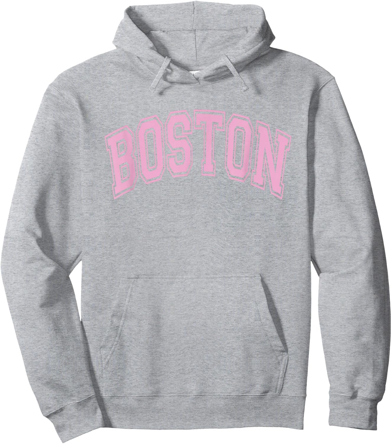 Boston Arched Style White with Pink Text Hoodie - Hoodie | Ash