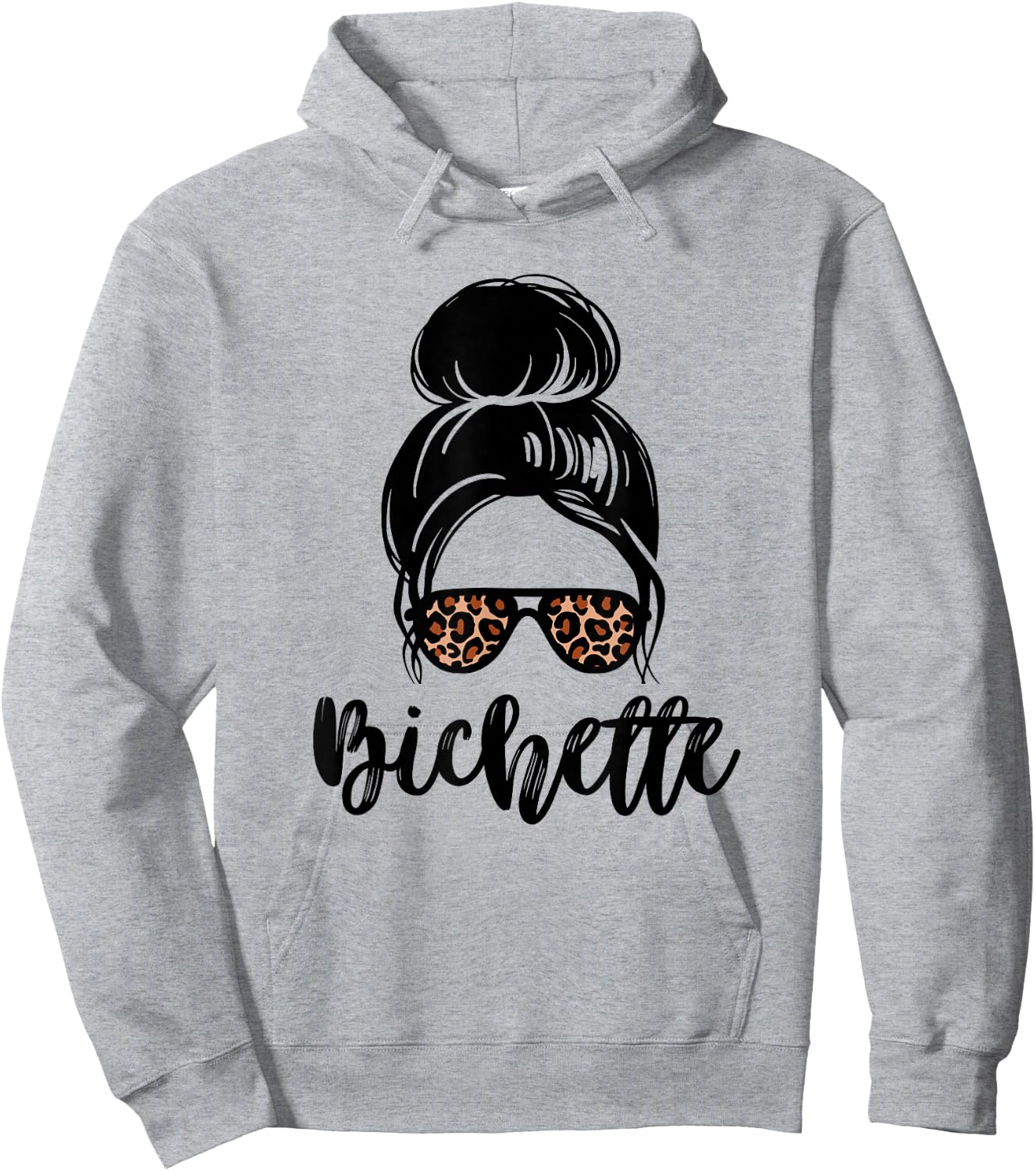 Bichette nickname messy bun leopard gift girl woman couple , white, S Hoodie - Hoodie | Ash