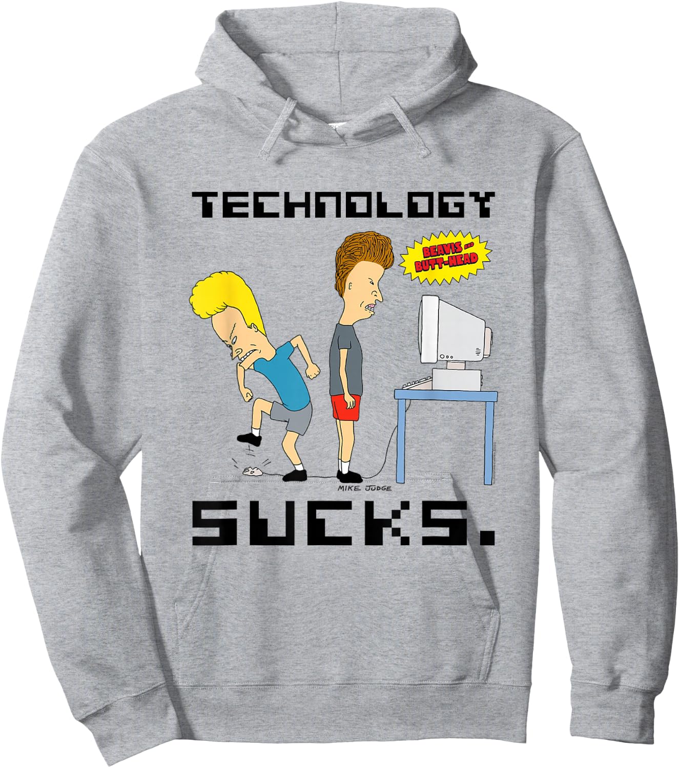 Beavis and Butt-Head Technology is Scheiße , gray, s Hoodie - Hoodie | Ash