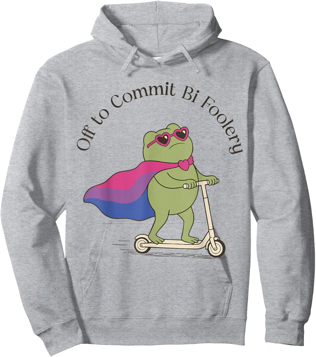 Frog Scooter Gay Pride Month LGBTQ Off to Commit Bi Foolery Hoodie - Hoodie | Ash